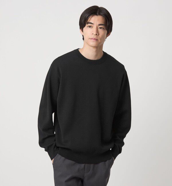 UNITED ARROWS green label relaxing「ポリエステル ウール ミラノリブ クルーネック ニット」|ニット・セーター|