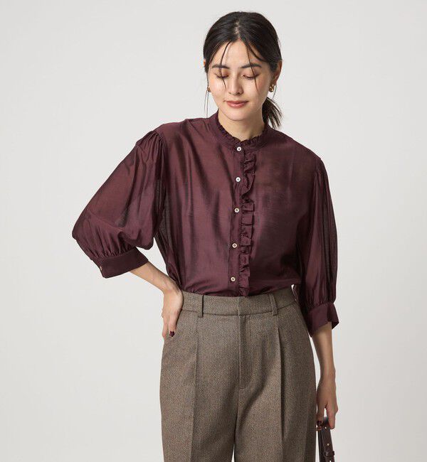 UNITED ARROWS green label relaxing「フロントネック フリル ブラウス」|シャツ・ブラウス|