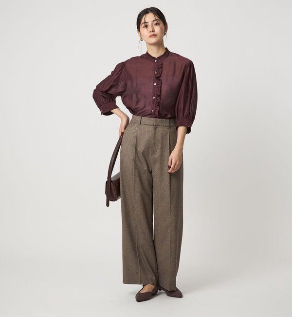 UNITED ARROWS green label relaxing「フロントネック フリル ブラウス」|シャツ・ブラウス|