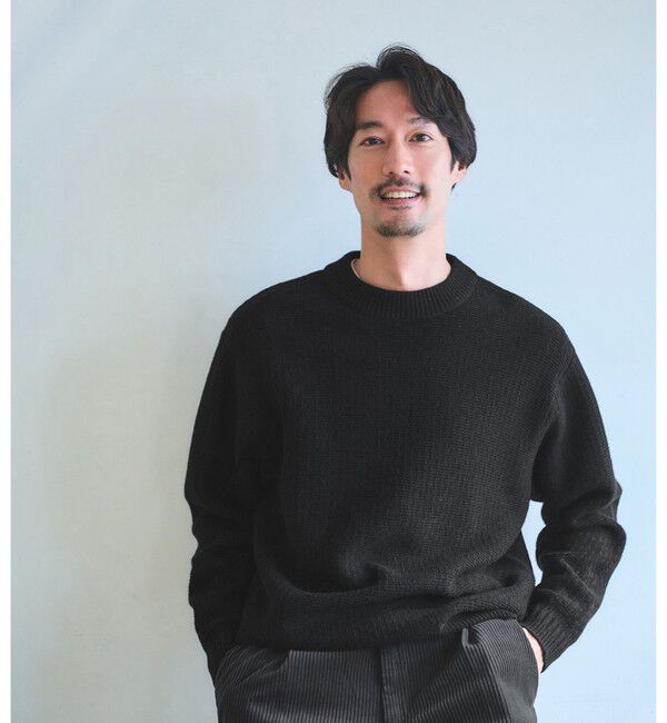 UNITED ARROWS green label relaxing「ハミルトンラム ワイドネック ニット」|ニット・セーター|BLACK