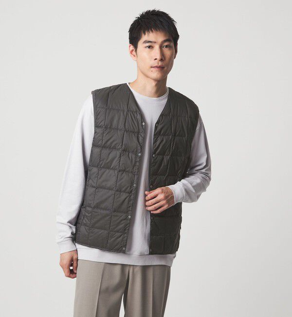 UNITED ARROWS green label relaxing「＜TAION＞Vネック ボタン ベスト」|ダウンベスト・ベスト|DK.GRAY