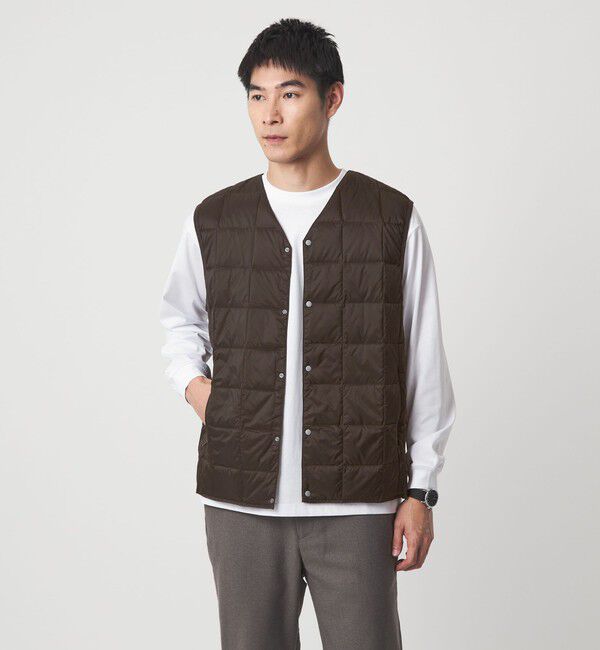 UNITED ARROWS green label relaxing「＜TAION＞Vネック ボタン ベスト」|ダウンベスト・ベスト|DK.BROWN