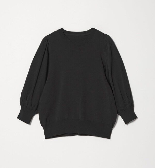 UNITED ARROWS green label relaxing「【WEB限定】＜at ease＞袖ボリューム ニット ウォッシャブル 接触冷感 UVカット 遮熱」|ニット・セーター|BLACK