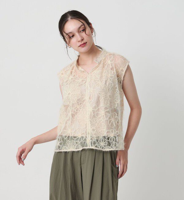 BEAUTY&YOUTH UNITED ARROWS「【WEB限定】エンブロイダリー チュールノースリーブブラウス」|シャツ・ブラウス|