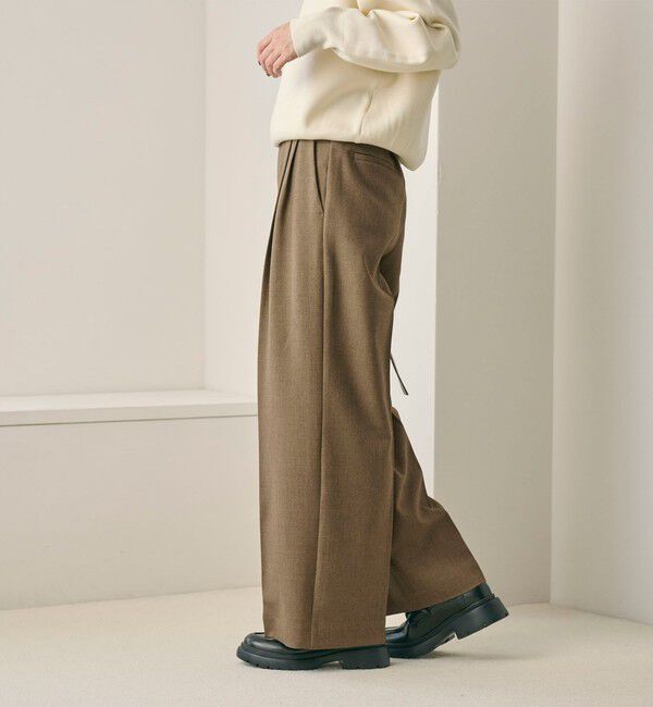 BEAUTY&YOUTH UNITED ARROWS「【WEB限定 Wardrobe DAILY MINIMAL】ウールライクメランジ ワイドパンツ ウォッシャブル」|スラックス|