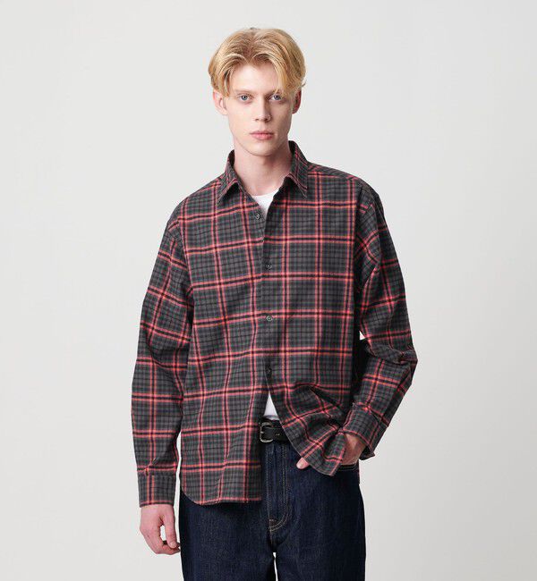 BEAUTY&YOUTH UNITED ARROWS「H/COUNT VYL チェックレギュラーシャツ FORM型」|シャツ・ブラウス|DK.GRAY