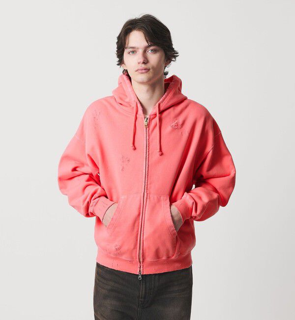 MONKEY TIME「フレンチテリー ディストレスト フルジップ フーディー」|カーディガン|