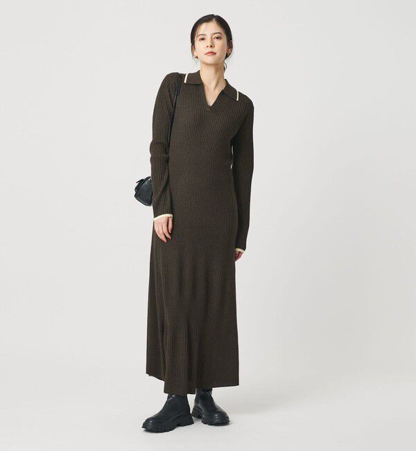 BEAUTY&YOUTH UNITED ARROWS「ウールポリエステルブレンド メランジ リブニットワンピース」|ワンピース|