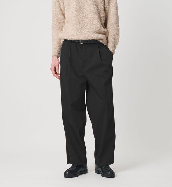 BEAUTY&YOUTH UNITED ARROWS「ヴィンテージライク ナイロン 1プリーツ ワイド パンツ NO.9」|チノ|BLACK