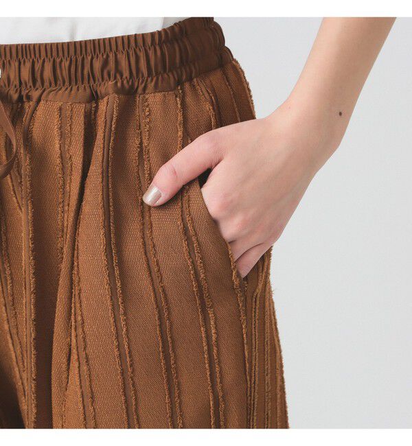 Ray BEAMS 「ストライプ ジャカード ワイド パンツ」|チノ|