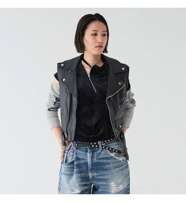 BEAMSBOY「maturely / ベロア ジッパー トップ」|Tシャツ・カットソー|