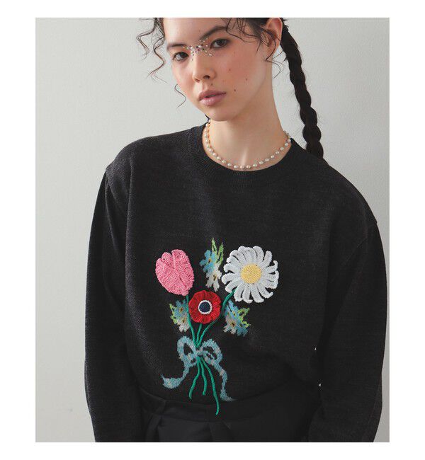 Ray BEAMS 「【別注】GIM CONTEXT / Bouquet ニット」|ニット・セーター|CHARCOAL.GRAY