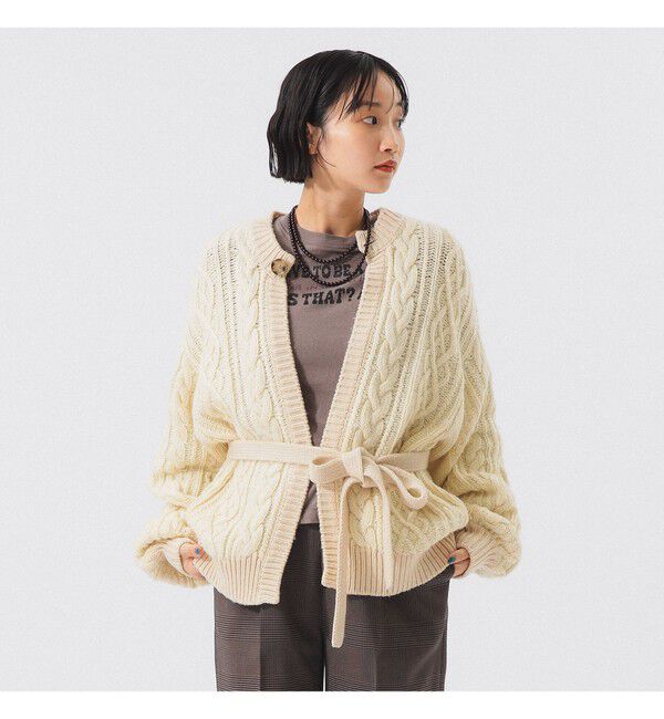 BEAMSBOY「3ゲージ 2トーン アラン カーディガン」|ニット・セーター|