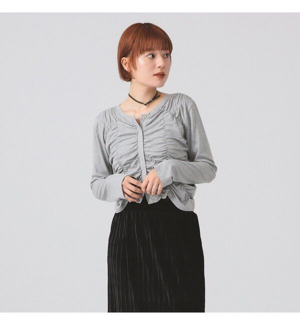 Ray BEAMS 「リブ シャーリング カーディガン」|カーディガン|GREY