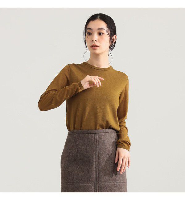 Demi-Luxe BEAMS 「AK+1 / シアースリーブ クルーネックニット」|ニット・セーター|MUSTARD