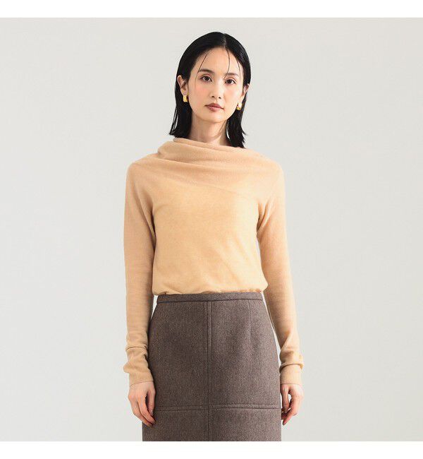 Demi-Luxe BEAMS 「AK+1 / 片畦 アシメトリーネック プルオーバー」|ニット・セーター|BEIGE