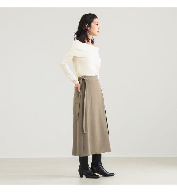 Demi-Luxe BEAMS 「レーヨン ポリエステル オフショルダー プルオーバー ニット」|ニット・セーター|