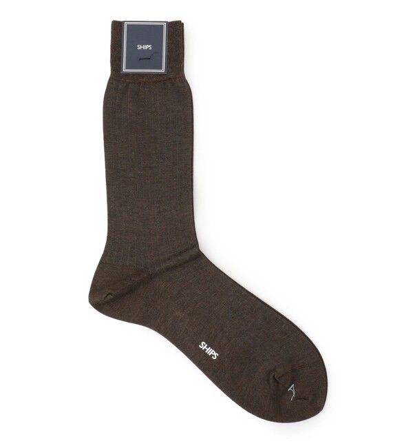 SHIPS「SHIPS: ストライプ（5mm) コットン ドレス ソックス」|ソックス|ダークブラウン