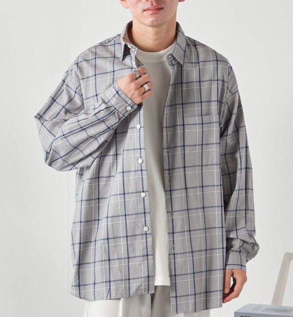 SHIPS any「SHIPS any: オーバーサイズ レギュラーカラー チェック／ストライプ 長袖 シャツ◇」|シャツ・ブラウス|