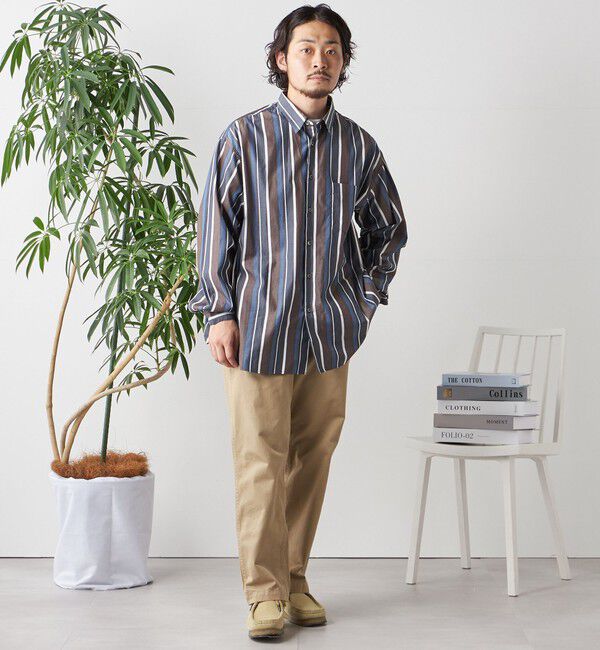 SHIPS any「SHIPS any: オーバーサイズ レギュラーカラー チェック／ストライプ 長袖 シャツ◇」|シャツ・ブラウス|