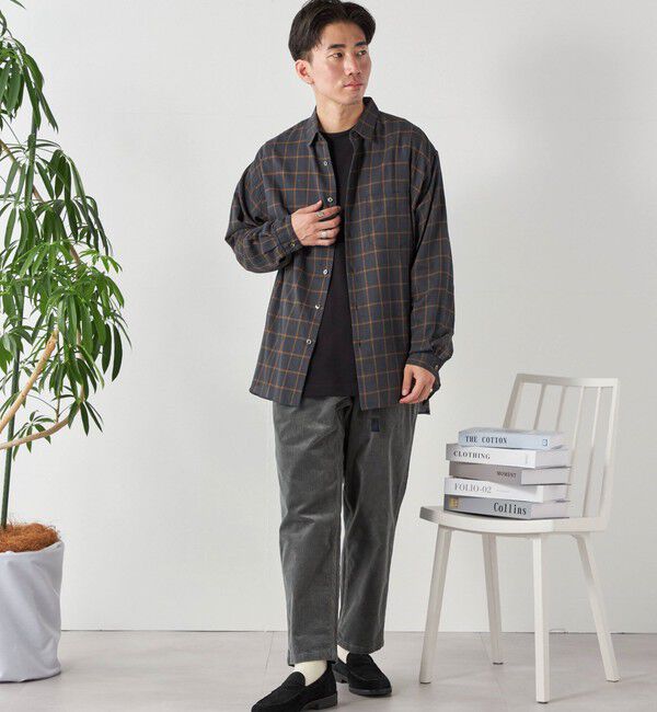 SHIPS any「SHIPS any: オーバーサイズ レギュラーカラー チェック／ストライプ 長袖 シャツ◇」|シャツ・ブラウス|