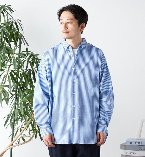 SHIPS any「SHIPS any: オーバーサイズ レギュラーカラー チェック／ストライプ 長袖 シャツ◇」|シャツ・ブラウス|