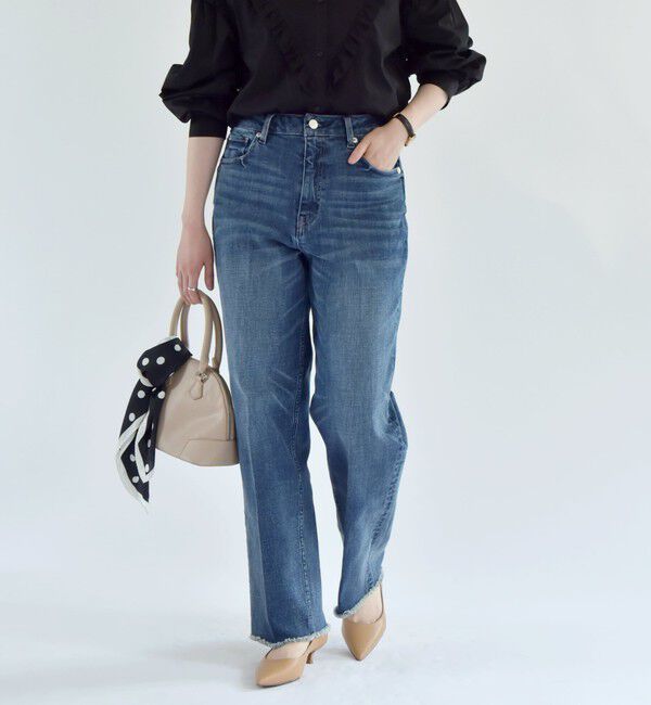 quaranciel「quaranciel:〈洗濯機可能〉ハンサム テーパード デニム パンツ」|デニム|ネイビー