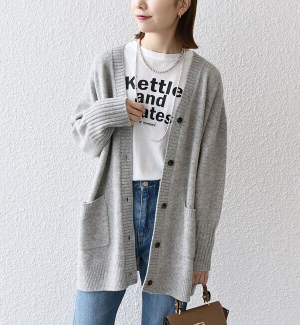 SHIPS any「SHIPS any: AQUA カシミヤ ミックス Vネック ニット カーディガン」|カーディガン|