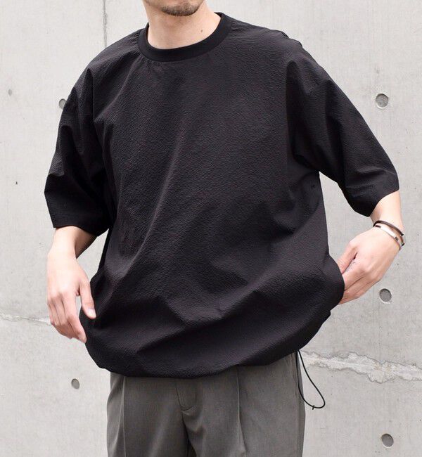 SHIPS any「SHIPS any: 〈撥水・軽量〉SOLOTEX(R) シアサッカー スピンドル Tシャツ◆」|Tシャツ・カットソー|ブラック