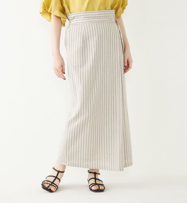 SHIPS Colors 「SHIPS Colors:〈手洗い可能〉レーヨンリネン ラップ スカート」|タイト|ベージュ