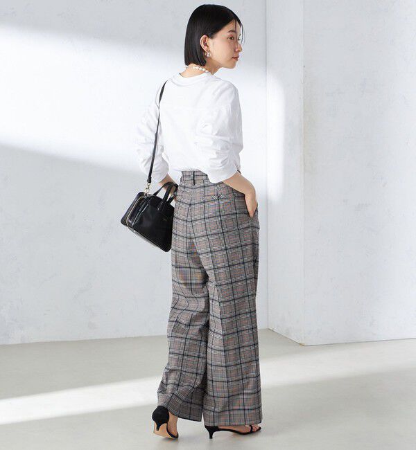 SHIPS for women「〈手洗い可能〉ウール混 チェック タック ワイド パンツ」|その他|