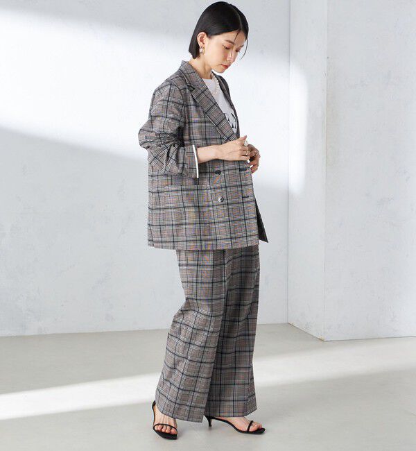 SHIPS for women「〈手洗い可能〉ウール混 チェック タック ワイド パンツ」|その他|