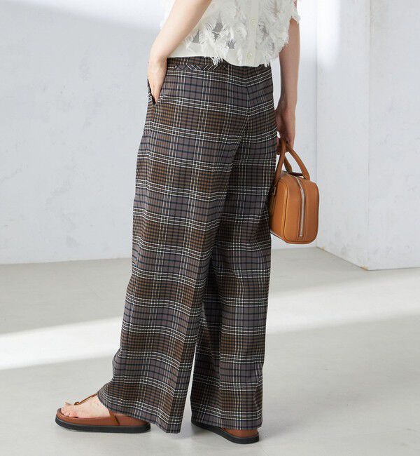 SHIPS for women「〈手洗い可能〉ウール混 チェック タック ワイド パンツ」|その他|