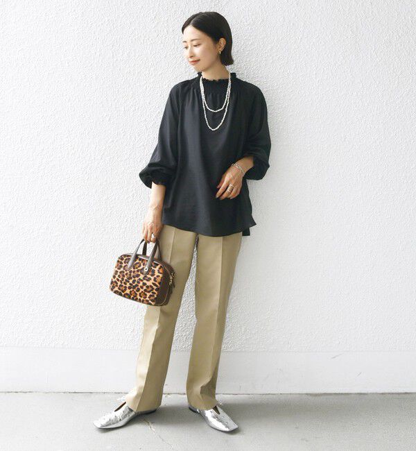 SHIPS for women「〈洗濯機可能〉シャーリング ネック 長袖 ブラウス」|シャツ・ブラウス|