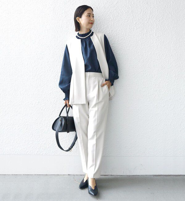 SHIPS for women「〈洗濯機可能〉シャーリング ネック 長袖 ブラウス」|シャツ・ブラウス|