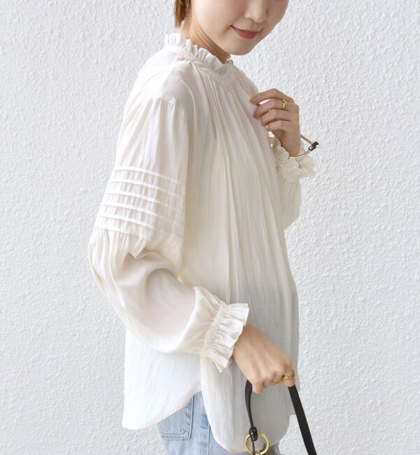 SHIPS for women「〈手洗い可能〉割繊 前後 2WAY 袖タック デザイン ブラウス」|シャツ・ブラウス|
