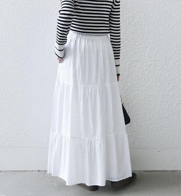 SHIPS any「SHIPS any:〈洗濯機可能〉エンブロイダリー シャンブレー ティアード スカート」|スカート|