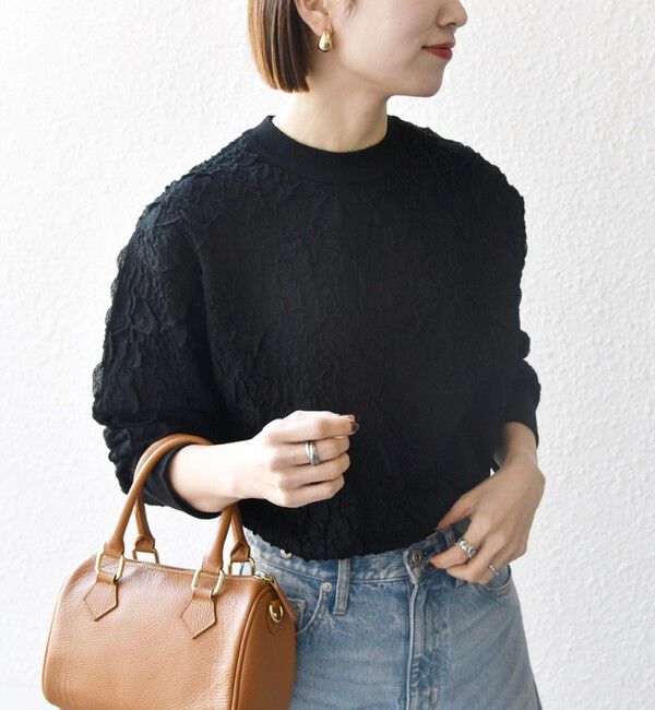 SHIPS any「SHIPS any:〈手洗い可能〉ジャカード バンピー クルーネック プルオーバー」|ニット・セーター|