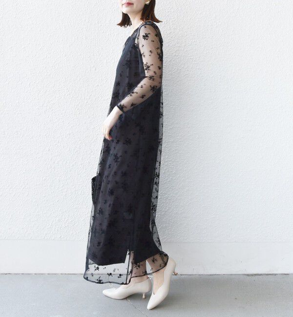 SHIPS for women「kaene:フロッキー レース &times; サテン 2WAY ワンピース（セレモニー対応可）」|ドレス|