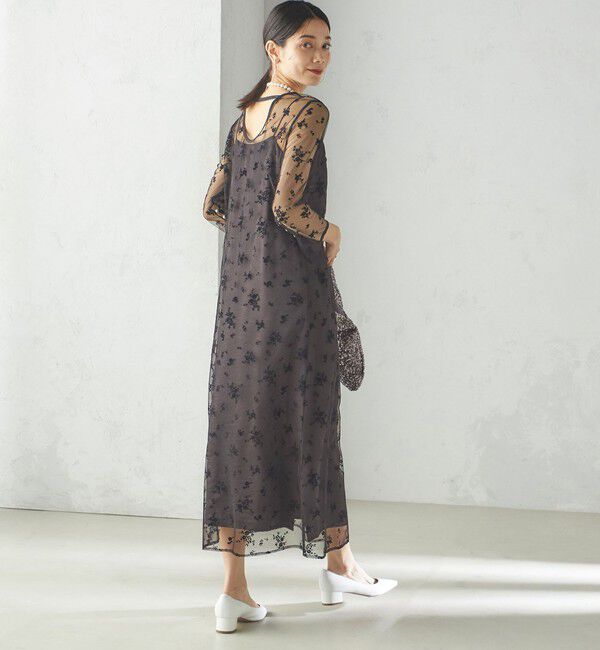 SHIPS for women「kaene:フロッキー レース &times; サテン 2WAY ワンピース（セレモニー対応可）」|ドレス|