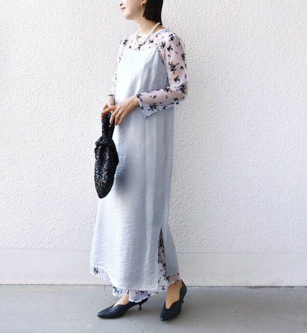 SHIPS for women「kaene:フロッキー レース &times; サテン 2WAY ワンピース（セレモニー対応可）」|ドレス|