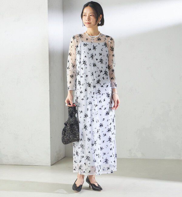 SHIPS for women「kaene:フロッキー レース &times; サテン 2WAY ワンピース（セレモニー対応可）」|ドレス|