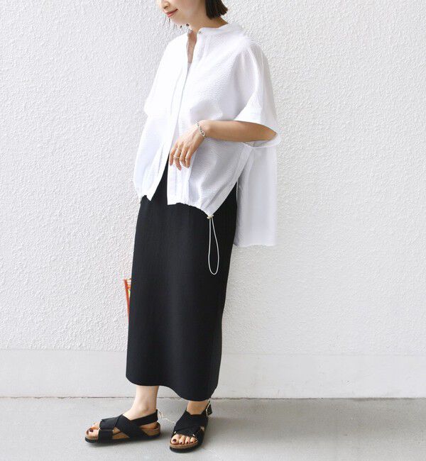 SHIPS for women「《一部追加予約》〈手洗い可能〉サッカー 裾 ドロスト ドルマン ブラウス」|シャツ・ブラウス|