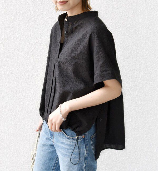 SHIPS for women「《一部追加予約》〈手洗い可能〉サッカー 裾 ドロスト ドルマン ブラウス」|シャツ・ブラウス|