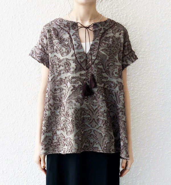 SHIPS any「SHIPS any:〈手洗い可能〉メッシュ ジャカード カフタン スキッパー ブラウス」|シャツ・ブラウス|