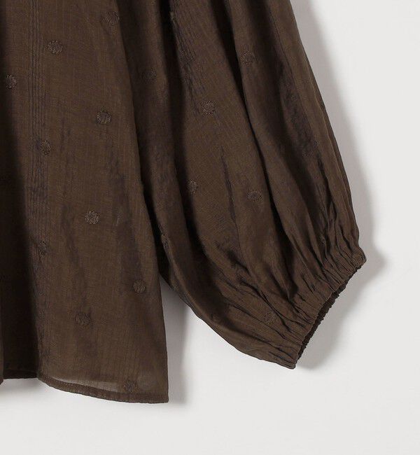 SHIPS any「【WEB限定】SHIPS any:〈手洗い可能〉シアー ドット スタンドカラー パフ ギャザー ブラウス」|シャツ・ブラウス|