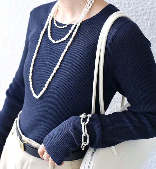 SHIPS for women「〈手洗い可能〉ラメ シアー リブ ニット プルオーバー」|ニット・セーター|