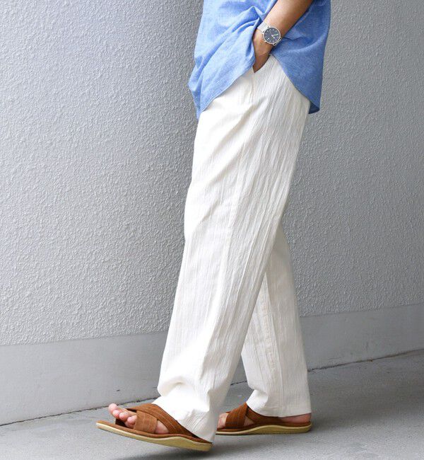 SHIPS any「SHIPS any:〈洗濯機可能〉リネン混 2タック セミワイド イージーパンツ」|チノ|