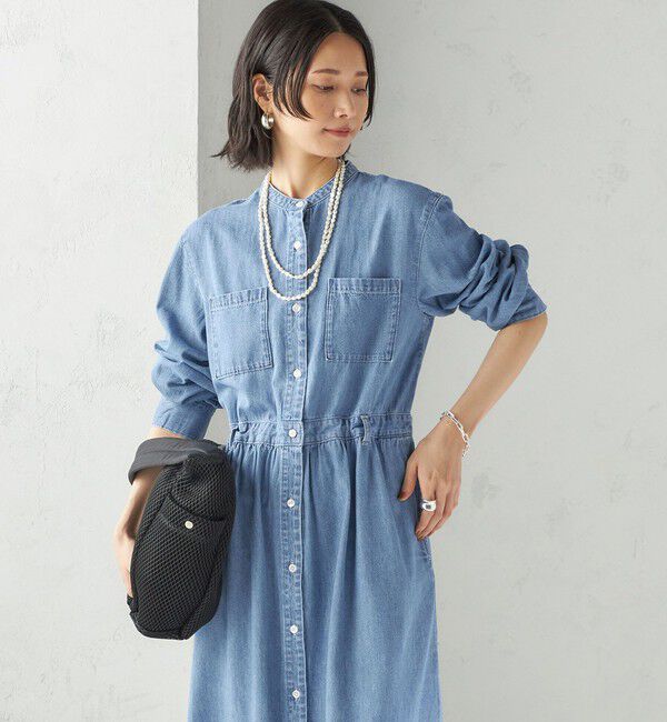 SHIPS for women「〈洗濯機可能〉ライトオンス デニム ウエスト 切替 ワンピース」|ワンピース|