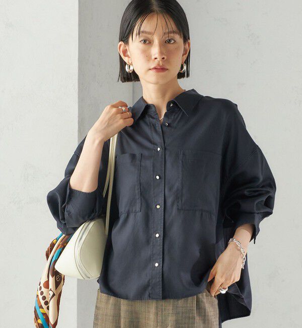 SHIPS for women「〈手洗い可能〉セルロース ツイル 羽織 シャツ」|シャツ・ブラウス|ネイビー